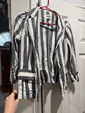 MINE Gray & White Striped Lightweight Blazer Jacket - Small - Worn once